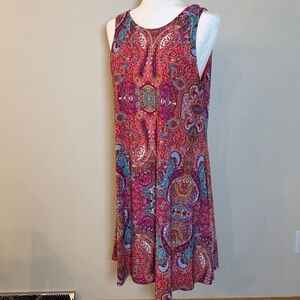 Anne Klein Multicolored Paisley Tank Dress Size 10 Colorful Boho